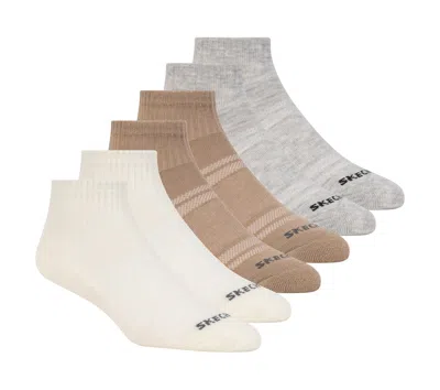 Skechers Women's 6 Pack Core Quarter Medium Socks In Brown