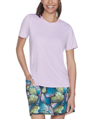 Skechers Women's Active Go Walk Wear Go Dri Swift Tunic T-shirt In Orchid Bloom,bright White