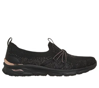 Skechers Women's Arch Fit Sunny - Flutter Step Slip-on Shoes In Black