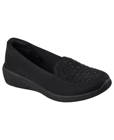 Skechers Women's Arya Moonlight Ray Sparkle Knit Memory Foam Loafers From Finish Line In Black