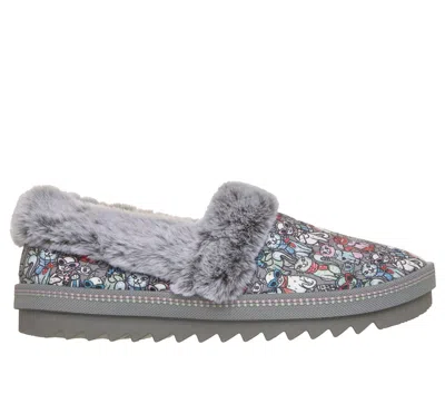 Skechers Women's Bobs Cozy Kiss - Knit Kitty Slipper In Gray