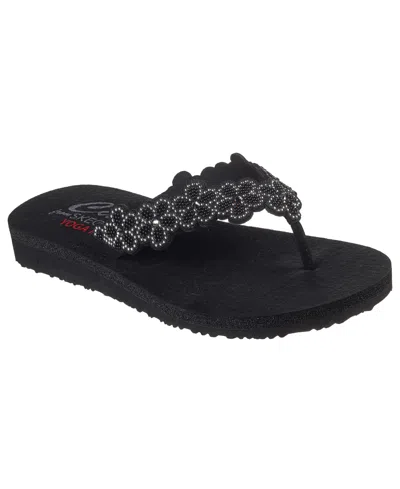 Skechers Women's Cali Meditation Rare Elegance Thong Sandals From Finish Line In Black