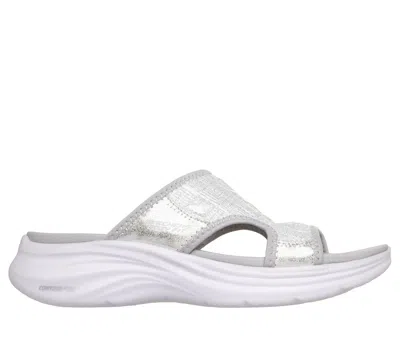 Skechers Women's Contour Foam Sandals - Cozy Fit Costal Air In Silver