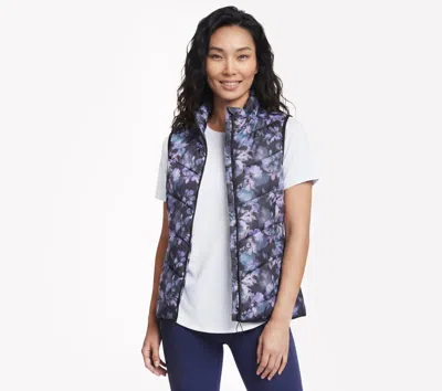 Skechers Women's Cozy Fit Printed Vest In Black/white/purple