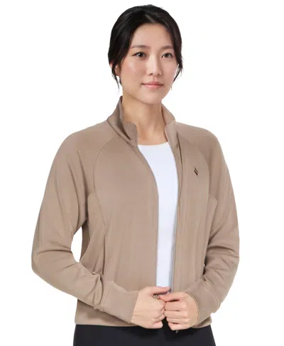 Skechers Women's Cozy Luxe Full-zip Mock-neck Jacket In Brown
