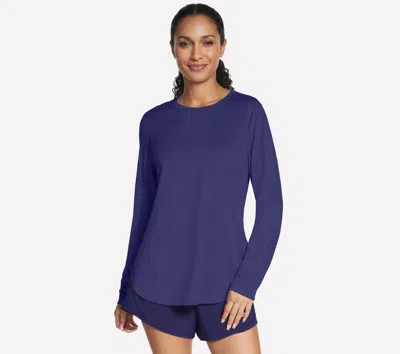 Skechers Women's Go Dri Swift Long Sleeve Tunic Top Crew In Blue