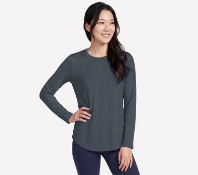 Skechers Women's Go Dri Swift Long Sleeve Tunic Top Crew In Gray