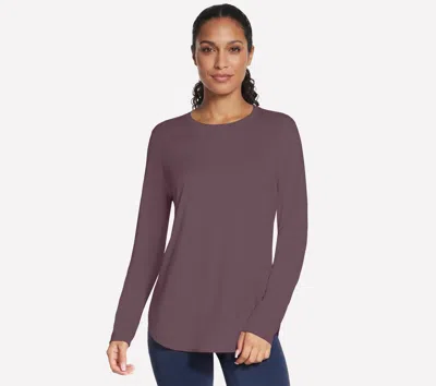Skechers Women's Go Dri Swift Long Sleeve Tunic Top Crew In Purple