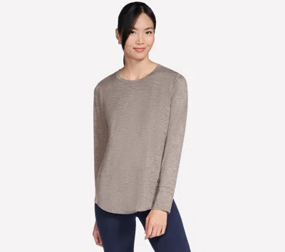 Skechers Women's Go Dri Swift Long Sleeve Tunic Top Crew In Silver