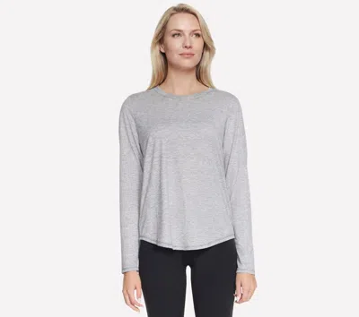 Skechers Women's Go Dri Swift Stripe Long Sleeve Crew Top In Gray