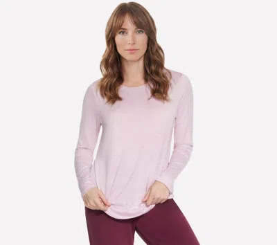 Skechers Women's Go Dri Swift Stripe Long Sleeve Crew Top In Pink