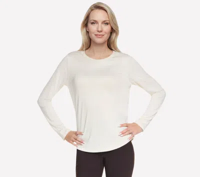 Skechers Women's Go Dri Swift Stripe Long Sleeve Crew Top In White