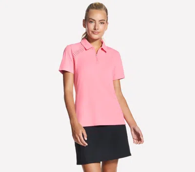 Skechers Women's Go Golf Short Sleeve Birdie Zip Front Polo T-shirt In Pink
