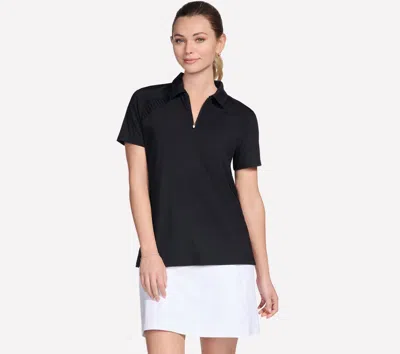 Skechers Women's Go Golf Short Sleeve Birdie Zip Front Polo T-shirt In Black