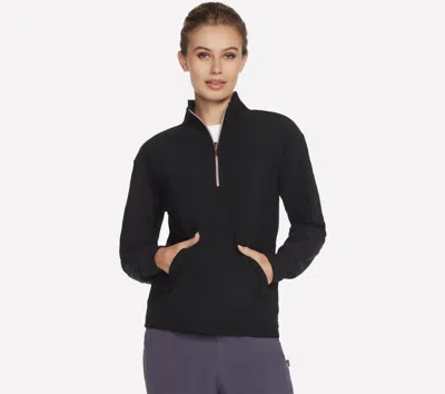 Skechers Women's Go Luxe Rib 1/4 Zip Top In Black