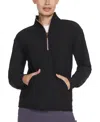 Skechers Women's Go Luxe Ribbed Knit Quarter Zip Jacket In Black