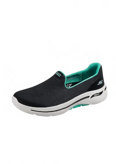 Skechers Women's Go Walk Arch Fit Casual Shoe In Black/turquoise In Multi