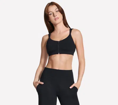 Skechers Women's Go Walk Evolution Zip Front Bra Top In Black