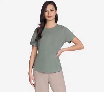 Skechers Women's Go Walk Luxe Rib T-shirt In Green