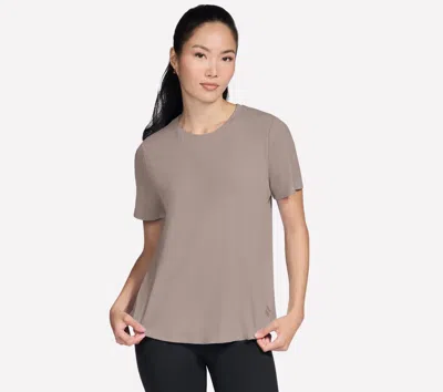 Skechers Women's Go Walk Luxe Rib T-shirt In Brown