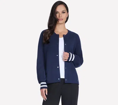 Skechers Women's Go Walk Reflection Sweater Bomber Top In Blue