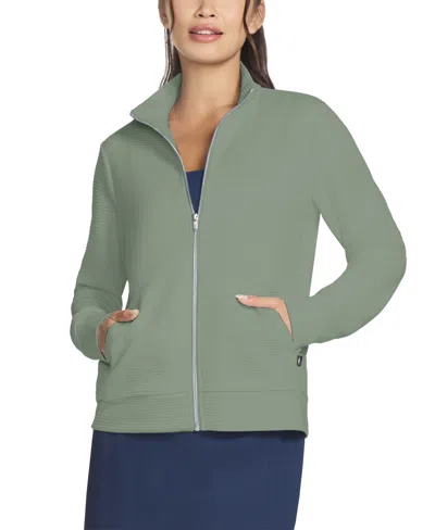Skechers Women's Gowalk Ribbed Hoodless Jacket In Agave Green
