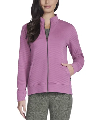 Skechers Women's Gowalk Ribbed Hoodless Jacket In Pink