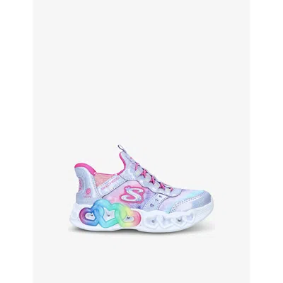 Skechers Womens Lilac Slip In Light-up Woven Trainers 4-12 Years