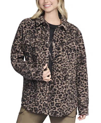 Skechers Women's On-the-go Cheetah Sherpa Shacket In Brown