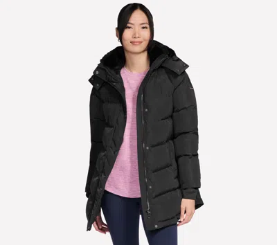 Skechers Women's On-the-go Cozy Fit Down Parka Top In Black