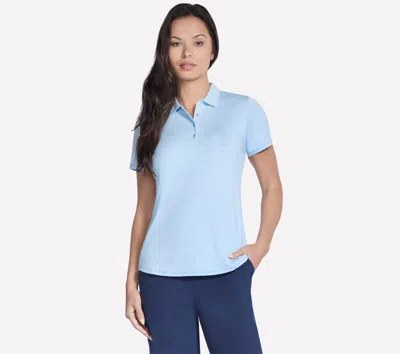 Skechers Women's Short Sleeve On The Green Striped Polo T-shirt In Blue
