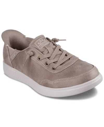 Skechers Bobs Skipper Womens Memory Foam Manmade Slip-on Sneakers In Taupe