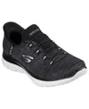 Skechers Womens Colorblock Man Made Slip-on Sneakers In Black