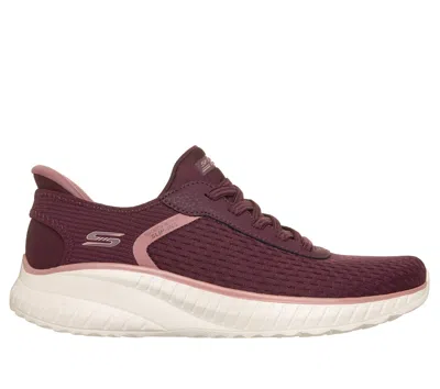 Skechers Women's Slip-ins: Bobs Sport Squad Chaos - Stroke Of Luck Sneaker In Burgundy