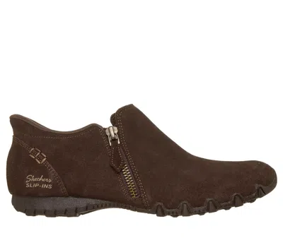Skechers Women's Slip-ins Relaxed Fit: Bikers Lite - Quiet Flair Bootie Shoes In Chocolate