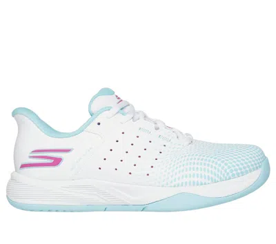 Skechers Women's Slip-ins Relaxed Fit: Viper Court Reload Sneaker|size 8.5|white/turquoise|textile/s