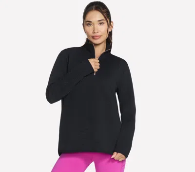 Skechers Women's Soft Knit Ottoman 1/4 Zip Top In Black