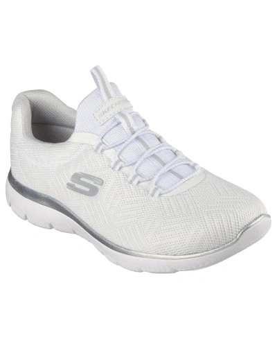 Skechers Women's Summit-artistry Chic Wide Casual Sneakers From Finish Line In White,silver