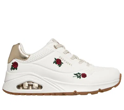 Skechers Women's Uno - Champagne & Roses Wedge In White