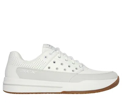 Skechers Women's Viper Court Luxe Sneaker In White Grey
