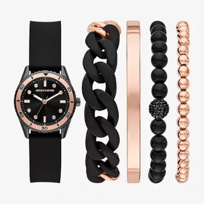 Skechers Womens Black 5-pc. Watch Boxed Set Sr9113 In Brown
