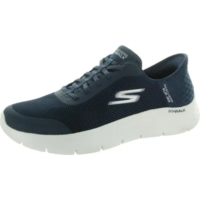 Skechers Womens Breathable Laceup Slip-on Sneakers In Blue