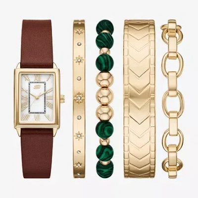 Skechers Womens Brown 5-pc. Watch Boxed Set Sr9131