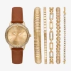 Skechers Womens Brown 6-pc. Watch Boxed Set Sr9126 In Gold