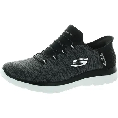 Skechers Womens Colorblock Man Made Slip-on Sneakers In Black