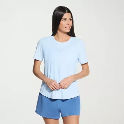 Skechers Womens Crew Neck Short Sleeve Quick Dry Active T-shirt In Blue