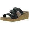 Skechers Womens Embellished Arch Support Wedge Sandals In Black