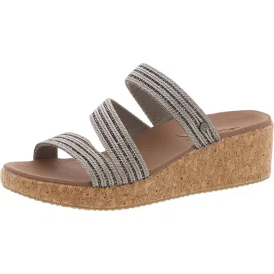 Skechers Womens Embellished Arch Support Wedge Sandals In Gold
