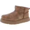 Skechers Womens Faux Fur Lined Cable Knit Booties In Pink