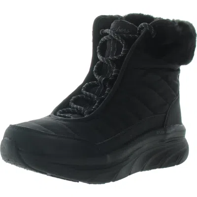 Skechers Womens Faux Fur Lined Faux Fur Shearling Boots In Black
